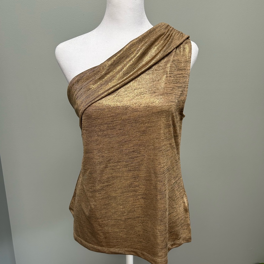 Woman’s Lauren Ralph Lauren size large foil print jersey one-shoulder top